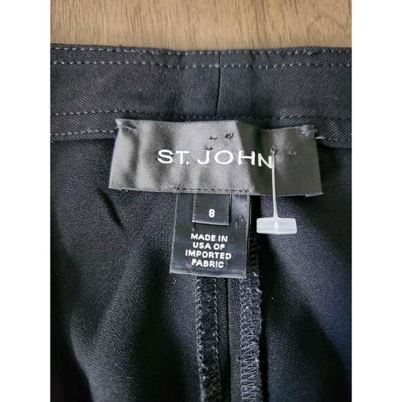 St John Collection Pants Womens 8 Black Straight Leg Crepe Career Trouser - Picture 6 of 6
